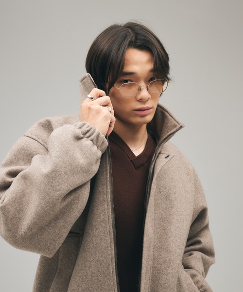 Adoon plain ブルゾン アウター STAND NECK SHAGGY BLOUSON / スタンド