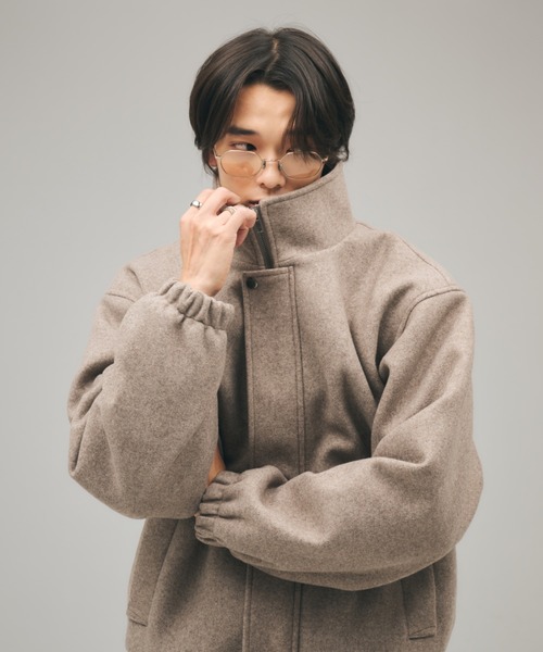 Adoon plain ブルゾン アウター STAND NECK SHAGGY BLOUSON / スタンド