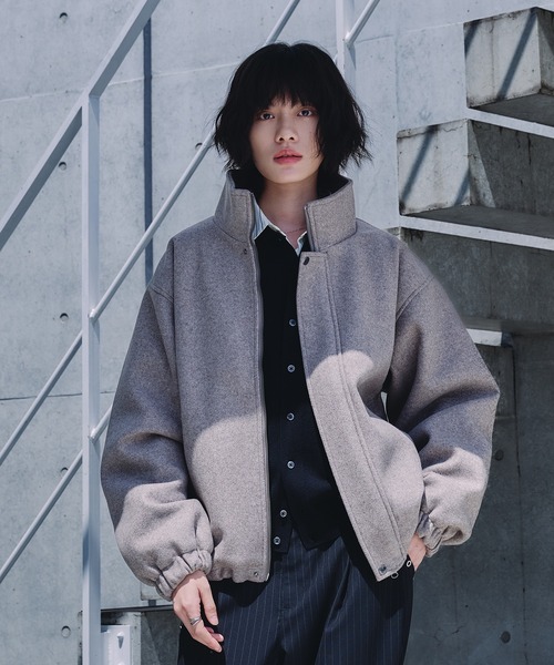 Adoon plain ブルゾン アウター STAND NECK SHAGGY BLOUSON / スタンド 