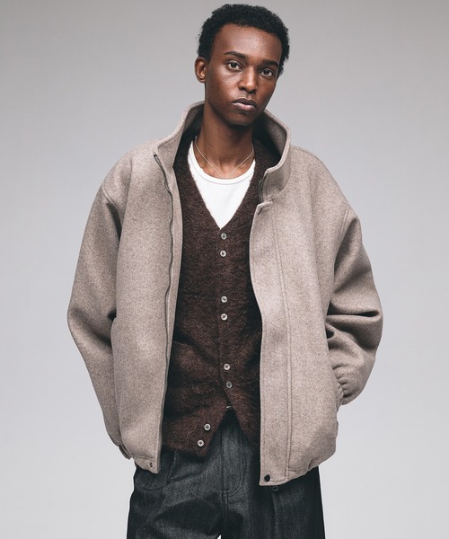 Adoon plain ブルゾン アウター STAND NECK SHAGGY BLOUSON / スタンド