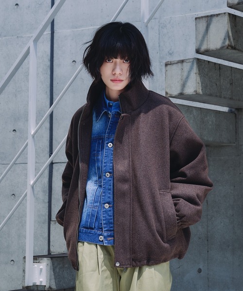Adoon plain ブルゾン アウター STAND NECK SHAGGY BLOUSON / スタンド