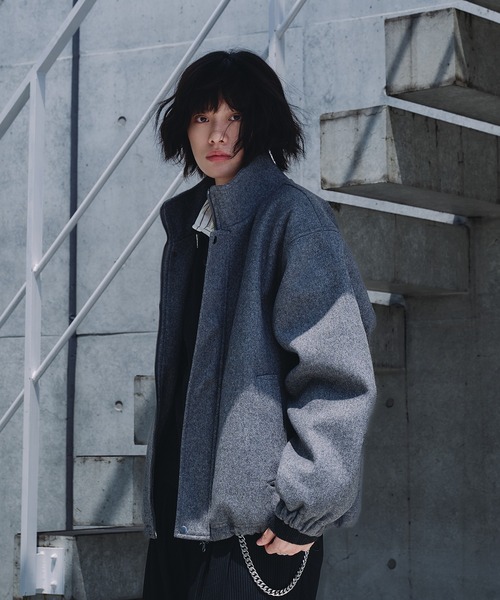 Adoon plain ブルゾン アウター STAND NECK SHAGGY BLOUSON / スタンド