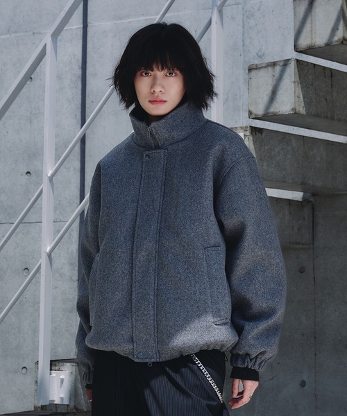 Adoon plain ブルゾン アウター STAND NECK SHAGGY BLOUSON / スタンド