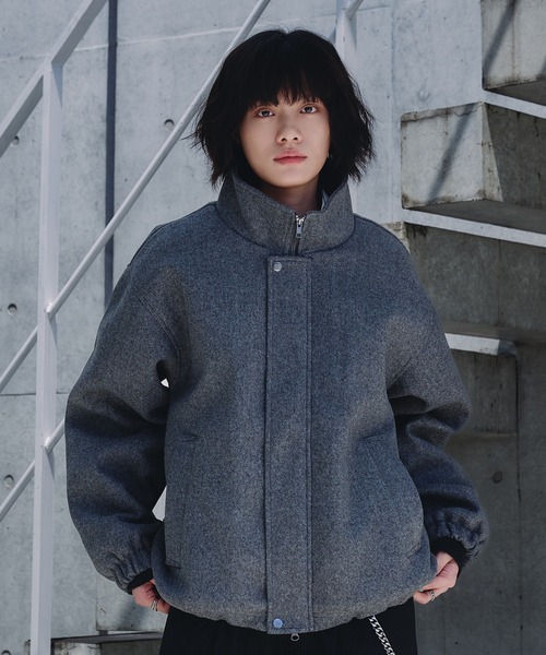 Adoon plain ブルゾン アウター STAND NECK SHAGGY BLOUSON / スタンド