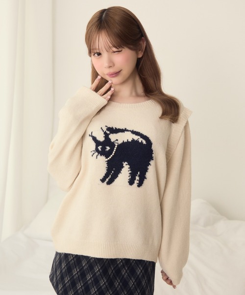 TITTY&CO.(ティティーアンドコー) ニット セーター ネコデザイン TITTY&CO.(ティティーアンドコー) ニット セーター ネコデザイン