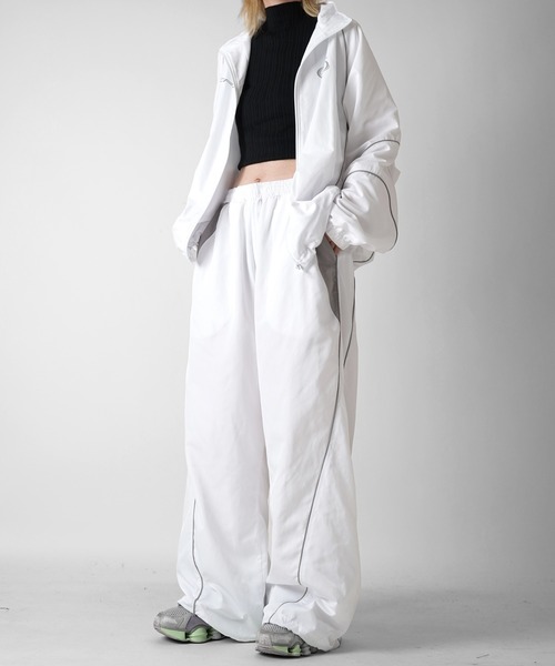 Confirm パンツ Y2K 切替パイピングサイドライン 裾ドローコード