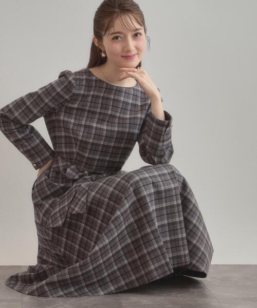 f*d様 Cornet　タータンチェックブローチ付きワンピース kids タータンチェックインナーレースワンピース(805) | こどもふく