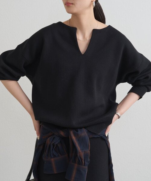 ラウンジドレス　スウェットライクスキッパーニット　ブラウン Loungedress（ラウンジドレス） ニット セーター 「@_shirabe.s_コラボ