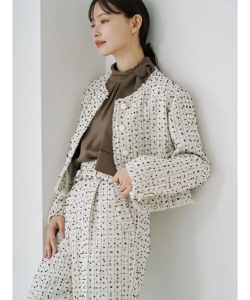 TONAL（トーナル） ジャケット ノーカラージャケット ツイードクルー