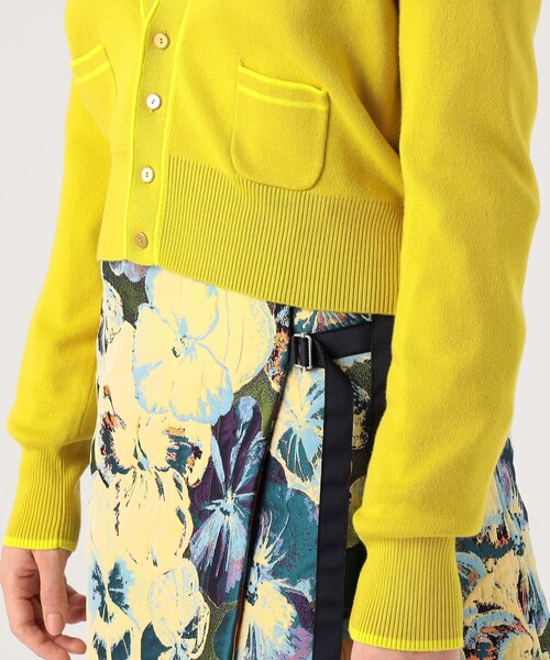 CABaN カーディガン イエロー 中古・古着通販】CABAN (キャバン) コットンカシミヤ パイピングV