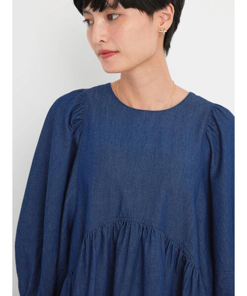 「AMERICAN HOLIC」 7分袖チュニック M インディゴブルー レディース_画像7