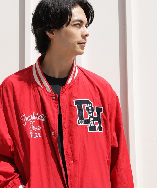 niko and…（ニコアンド） スタジャン LARGE レッド メンズ : ZOZOTOWN