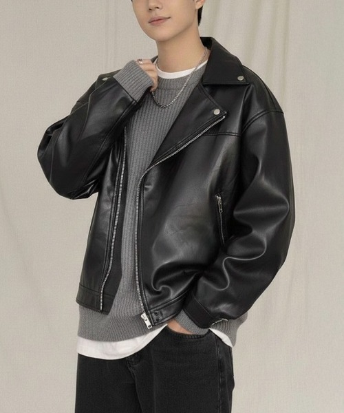 link lot 革ジャン ライダース PU オーバーサイズ ダブル ライダース