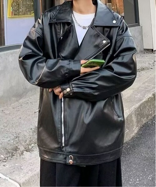 link lot 革ジャン ライダース PU オーバーサイズ ダブル ライダース