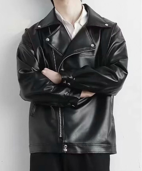 link lot 革ジャン ライダース PU オーバーサイズ ダブル ライダース