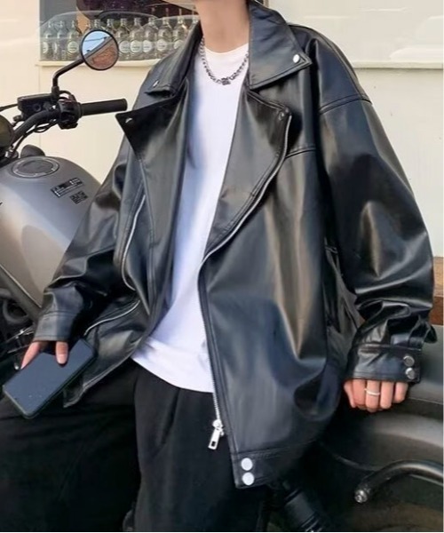 link lot 革ジャン ライダース PU オーバーサイズ ダブル ライダース