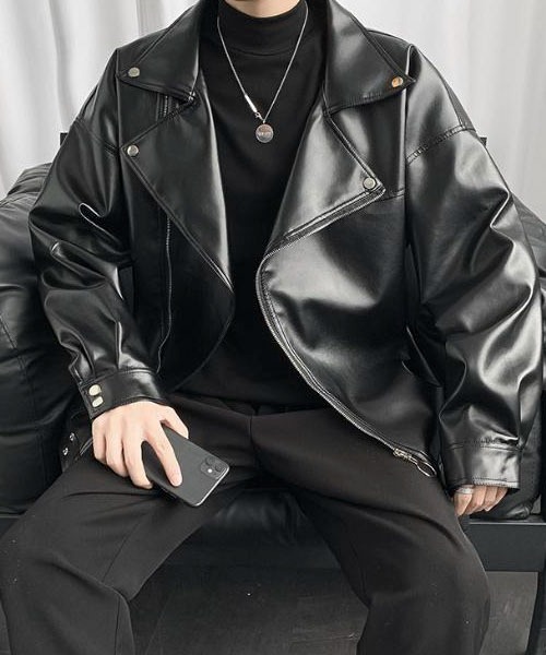 link lot 革ジャン ライダース PU オーバーサイズ ダブル ライダース