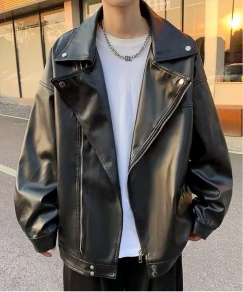 link lot 革ジャン ライダース PU オーバーサイズ ダブル ライダース