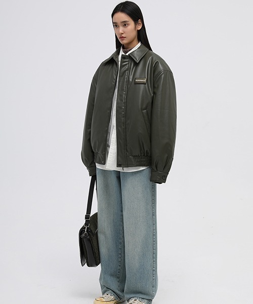 「MASONPRINCE」 レザージャケット L カーキ メンズ_画像2