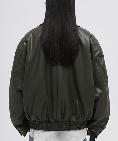 「MASONPRINCE」 レザージャケット L カーキ メンズ_画像4