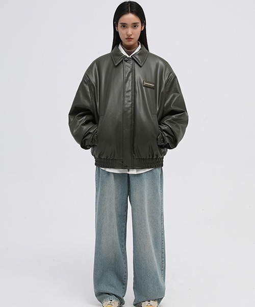 「MASONPRINCE」 レザージャケット L カーキ メンズ_画像5