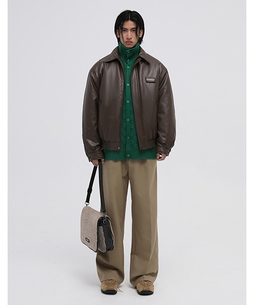 「MASONPRINCE」 レザージャケット L カーキ メンズ_画像9