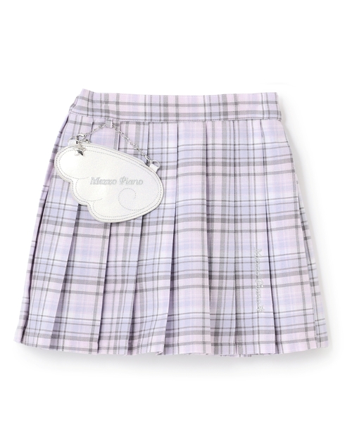 mezzo piano スカート エンジェルポーチつき チェック・デニム