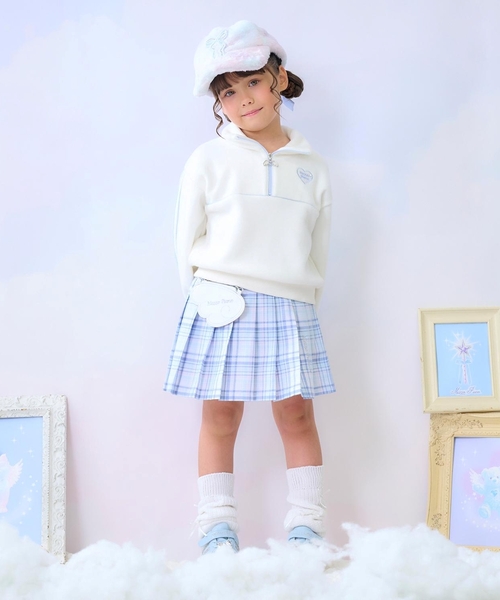 mezzo piano スカート エンジェルポーチつき チェック・デニム