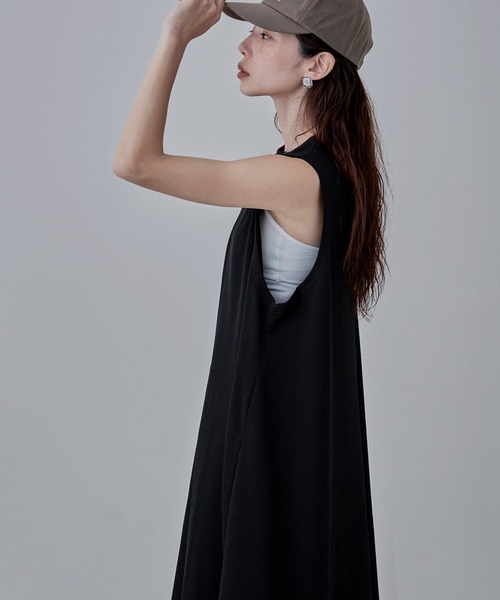 「etoll.」 ノースリーブワンピース M～Ｌ チャコール レディース_画像7