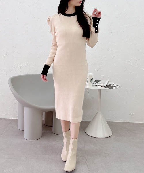 「MIIA」 ニットワンピース - ピンク レディース_画像2