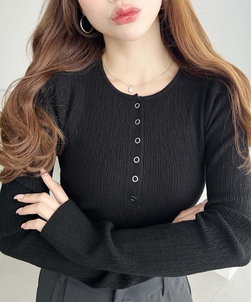 CITYSHOP リブヘンリーネックセーターニット　ブラック　新品未使用　完売品 CITYSHOP（シティーショップ）の「RIB HENRY NECK SWEATER：ニット