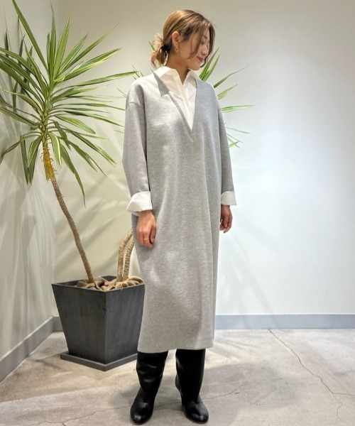 LE PHIL（ル フィル） ワンピース ジャージー襟付きワンピース