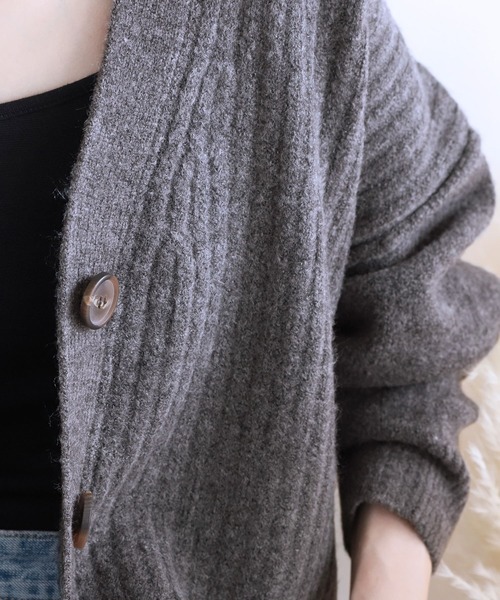 「reca」 ニットカーディガン FREE チャコールグレー レディース_画像3