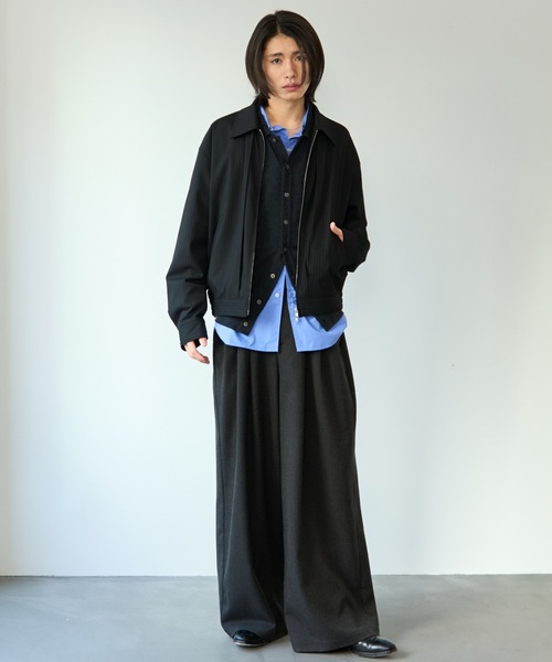 SINSS ブルゾン アウター Stripe short blouson / ストライプショート