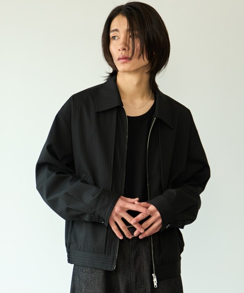 SINSS ブルゾン アウター Stripe short blouson / ストライプショート