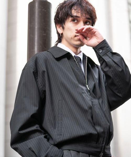 SINSS ブルゾン アウター Stripe short blouson / ストライプショート