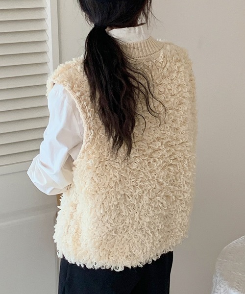 DAY CLOSET ベスト ジレ 「立体ふっくら質感でぽかぽか」厚手クルー