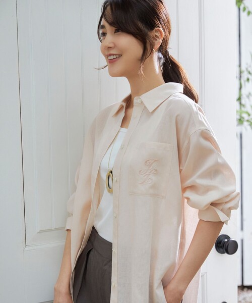 「自由区」 長袖シャツ 40 ベージュ レディース_画像2