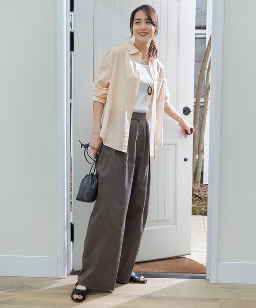 「自由区」 長袖シャツ 40 ベージュ レディース_画像3