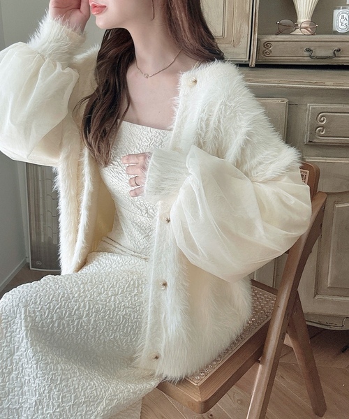 「Meiru」 ニットカーディガン MEDIUM ブラック レディース_画像3