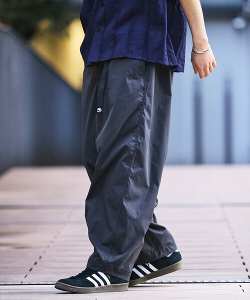 最終値下げ【美品】plantation メランジクロス　ワイドパンツ ストレッチワイドパンツ【接触冷感・ウォッシャブル・後ろウエストゴム