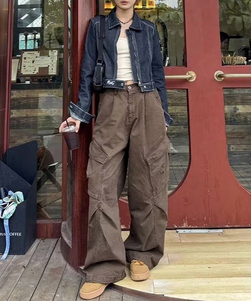 「MEMECLE」 カーゴパンツ M ベージュ レディース_画像3