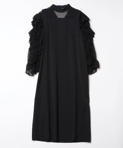 「terrace」 長袖ワンピース MEDIUM ブラック×ホワイト レディース_画像7