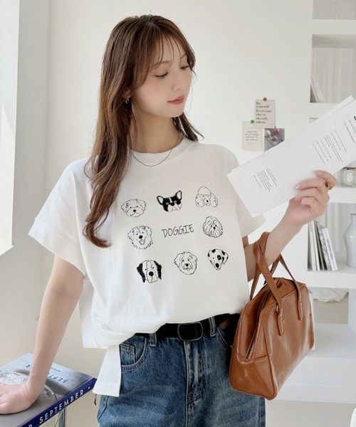 ADA Tシャツ　Lサイズ Ada. tシャツ 半袖 レトロ ドッグ オーバーサイズ Tシャツ レディース