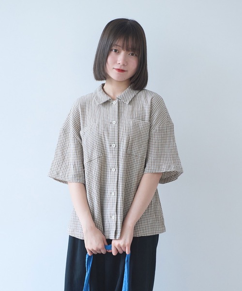 bulle de savonビュルデサボン　プレミアムライトオックスタックシャツ bulle de savon（ビュルデサボン） ブラウス シャツ mini check シャツ