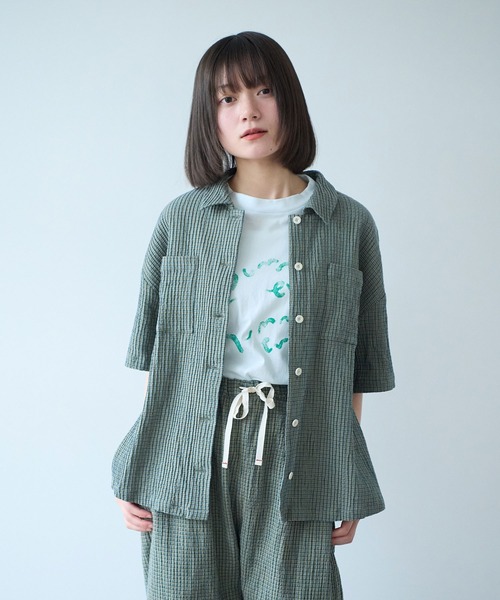 bulle de savon（ビュルデサボン） ブラウス シャツ mini check シャツ