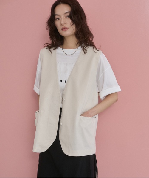hunch（ハンチ） ベスト ジレ フレンチリネン ジレ レディース