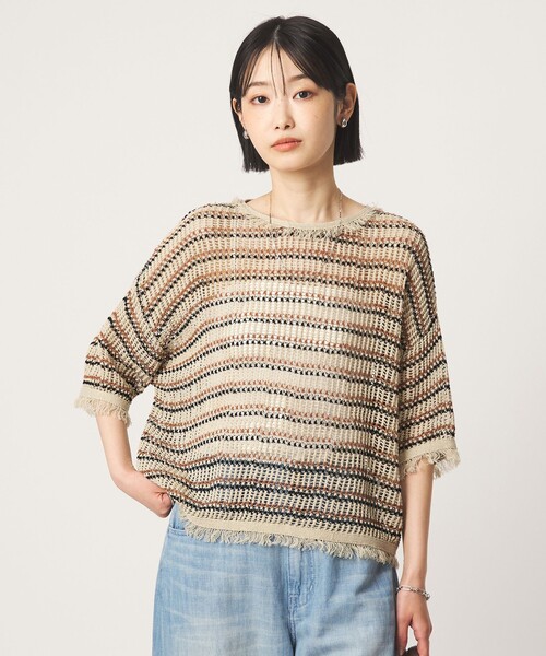 ニット セーター フリンジ ニット プルオーバー レディースの画像