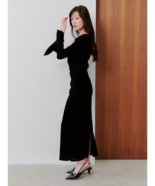 SNIDEL 長袖 ロングワンピース オリーブ サイズ0 SNIDEL（スナイデル） 長袖ワンピース 0 オリーブ レディース