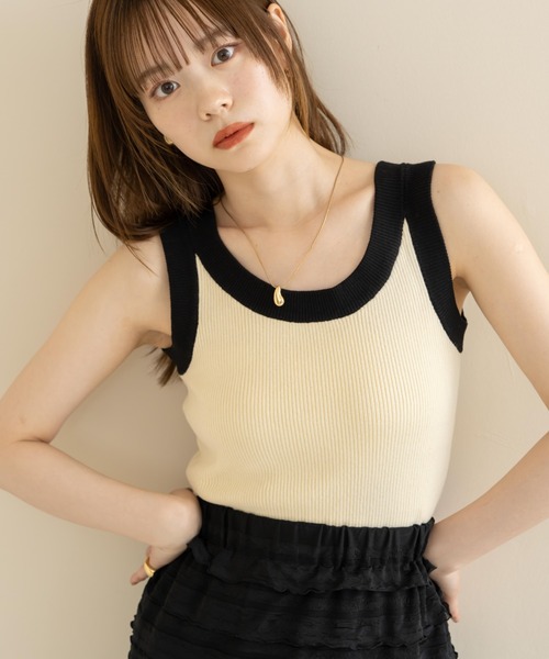 「hinari」 キャミソールニット FREE グレー レディース_画像7